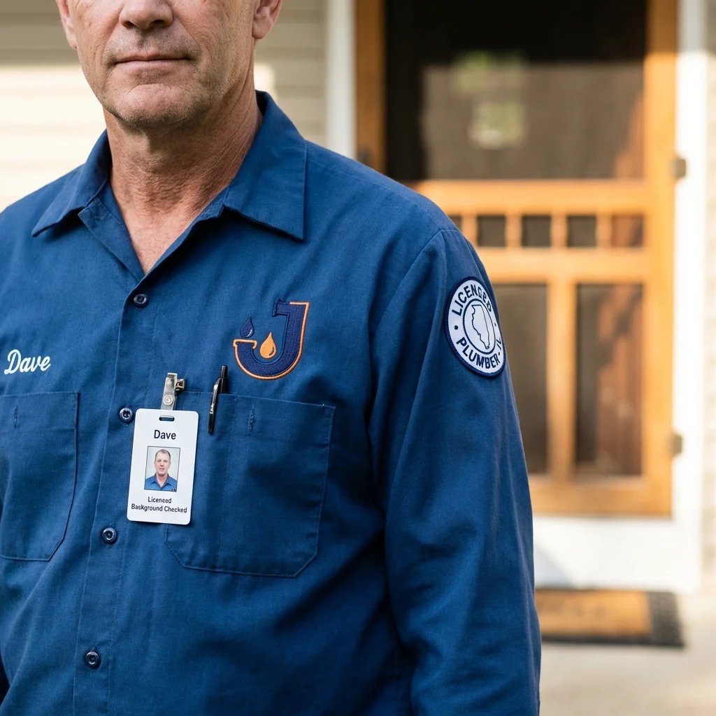 Licensed plumber showing ID badge in Orchard Park, NY