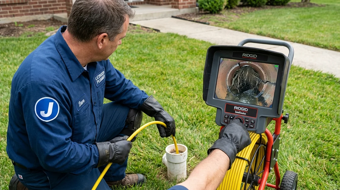 Sewer camera inspection being performed by Johns Plumbing LLC in Orchard Park